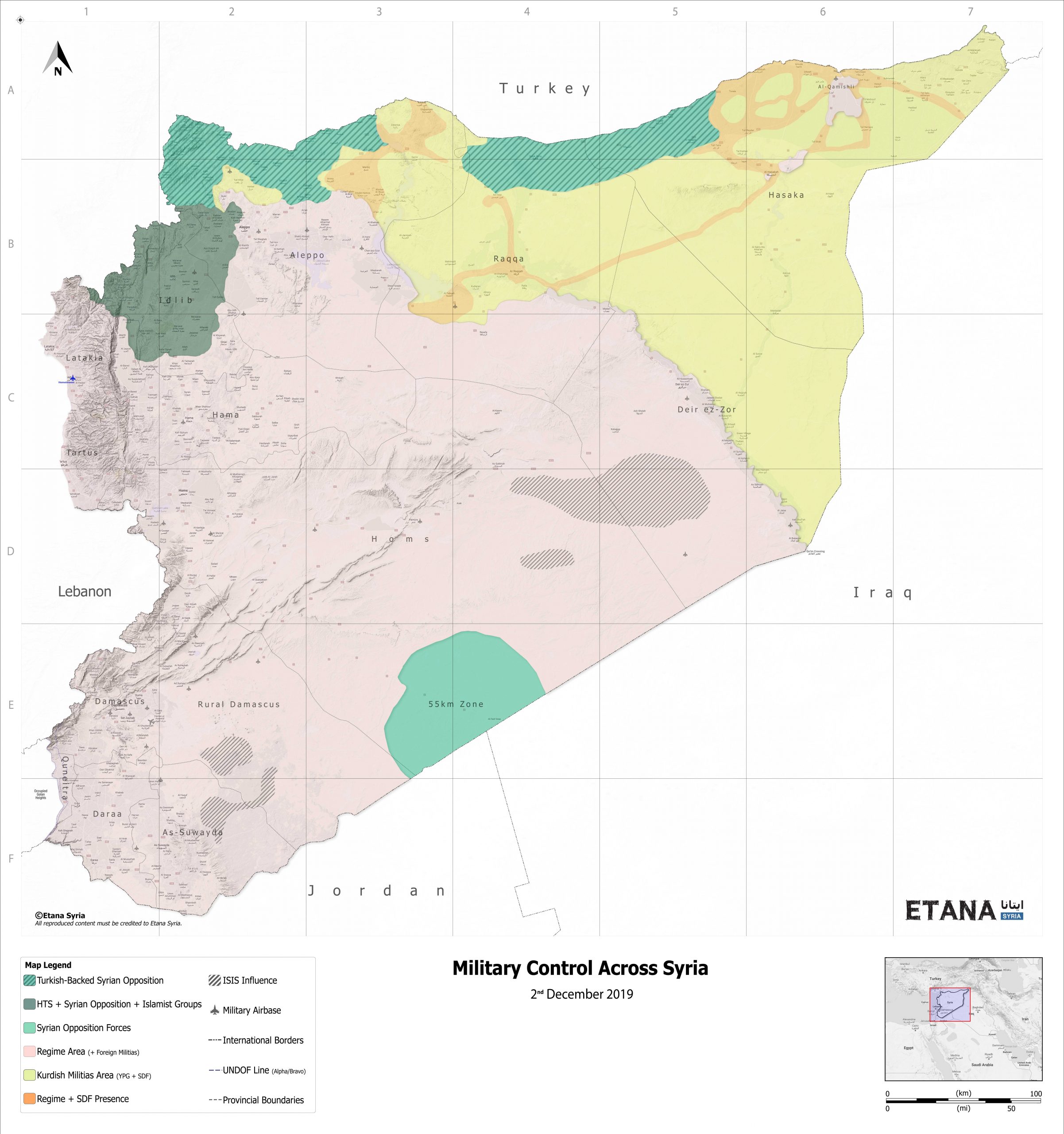 Military Control Across Syria – December 2019
