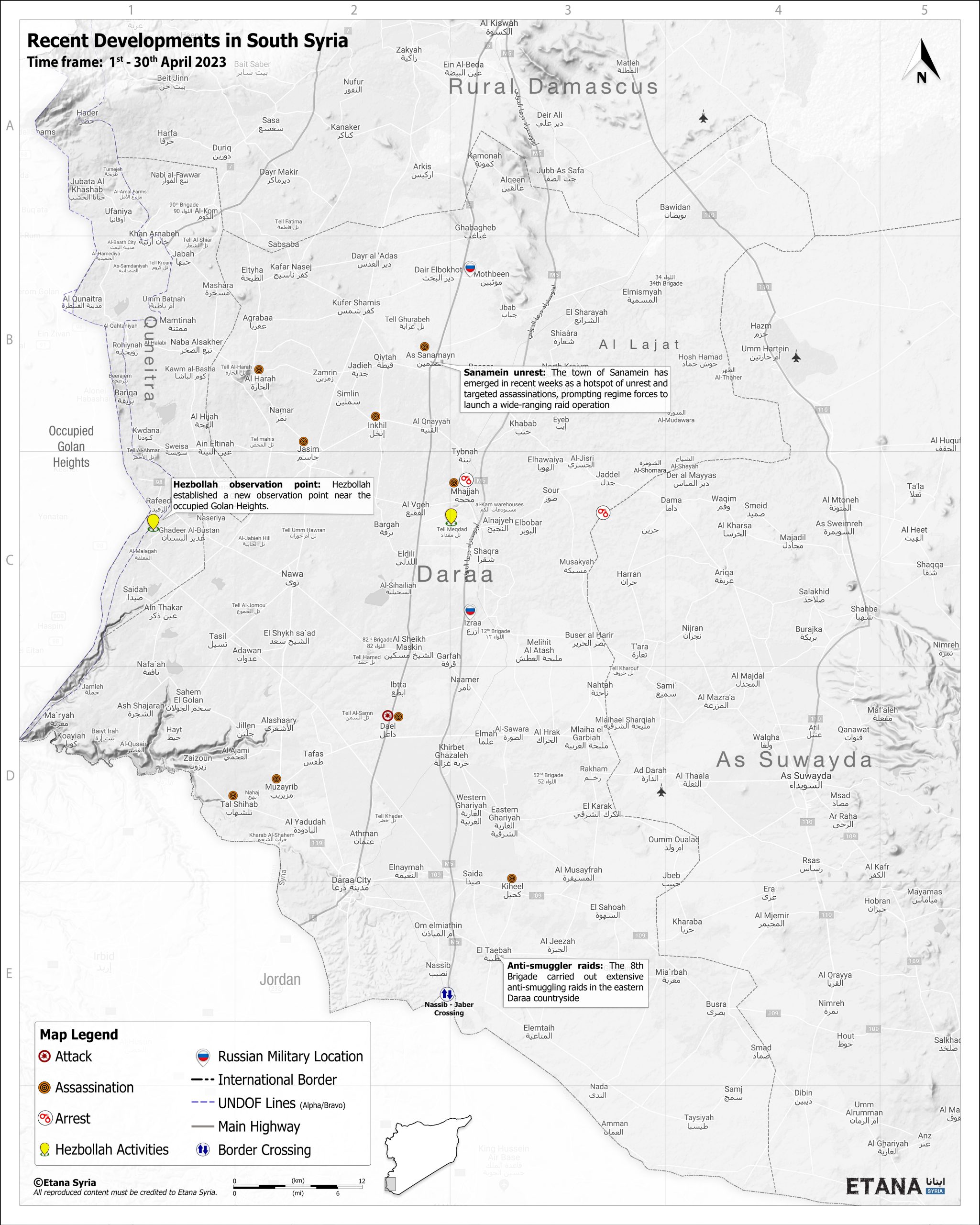 Syria Military Brief: South Syria – 9 May 2023 – Etana Syria