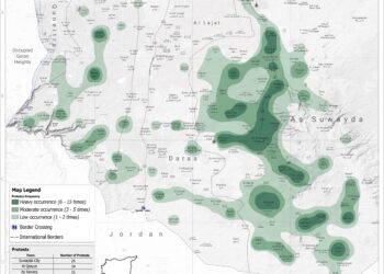 Map: Protest Density in South Syria (16 Aug-11 Sept)