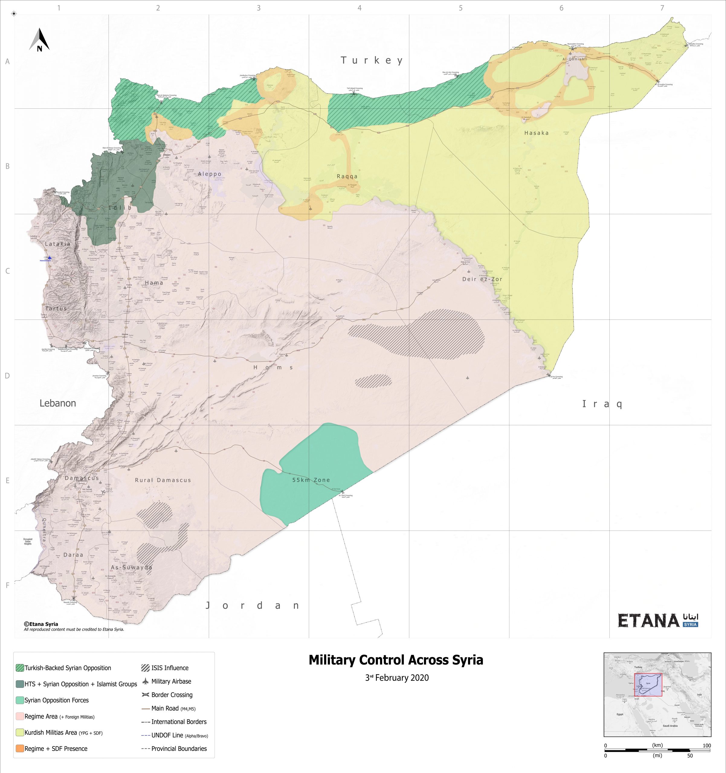 Military Control Across Syria – February 2020