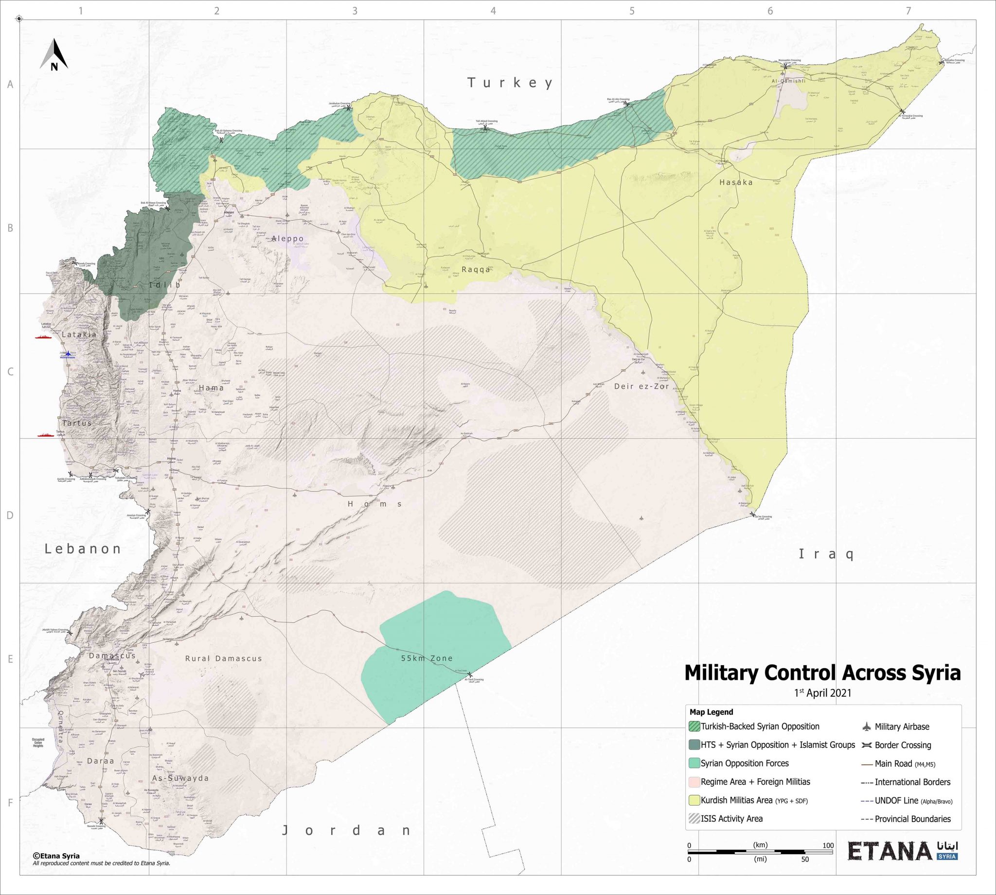 Military Control Across Syria April 2021 Etana Syria