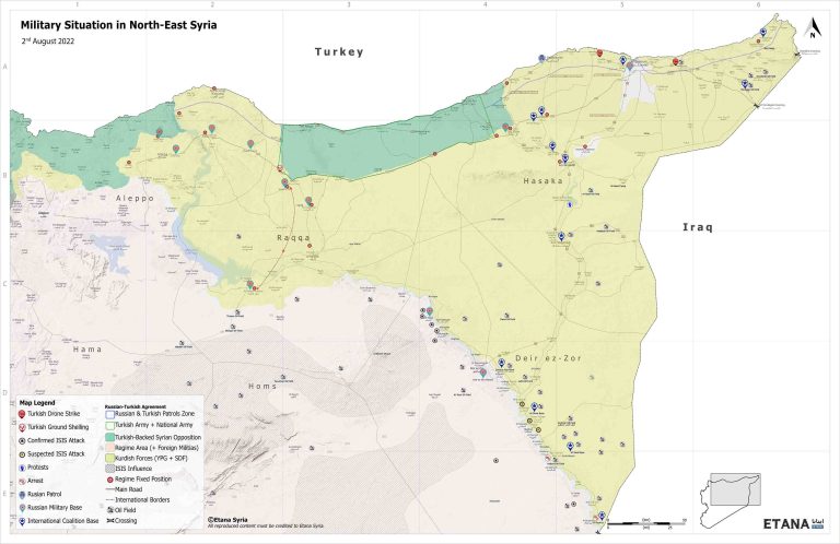 Syria Military Map North-East Syria – 02 August 2022