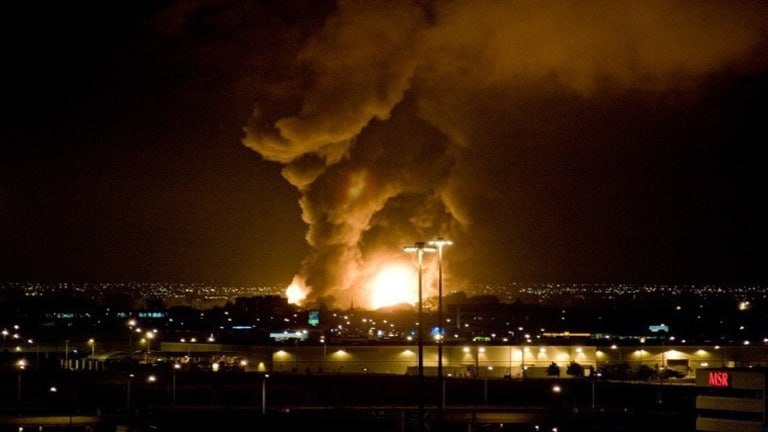 Aleppo International Airport following an Israeli air strike on 7th March.