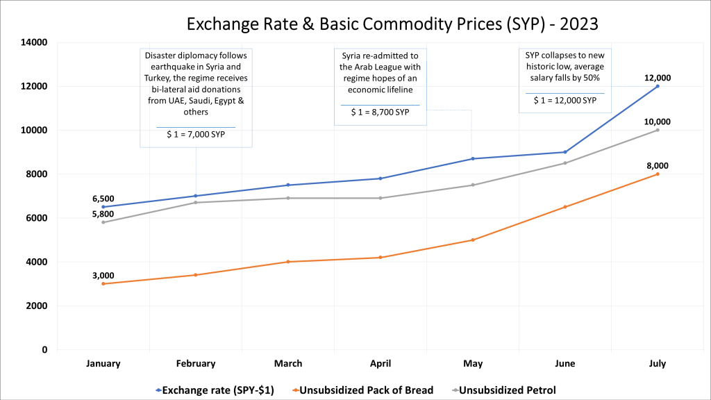 Facing sharp economic decline, most Syrian families cannot afford the price of basic consumer goods.