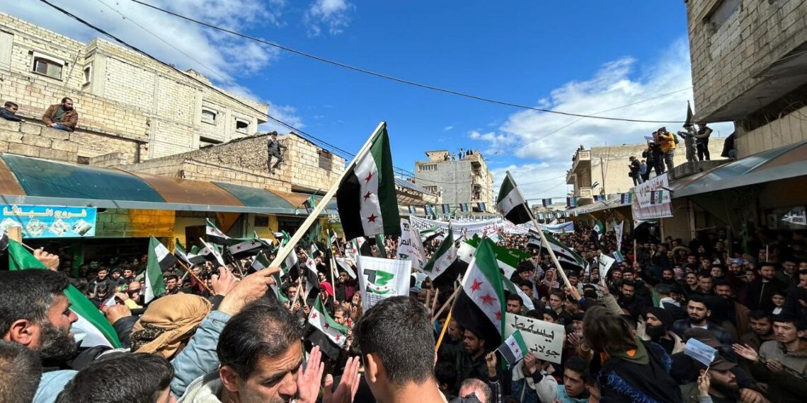 Caption: People across the north-east & north-west declared their support for the Syrian uprising & their solidarity with Daraa and Suwayda. (Photos: Etana, Telegram)