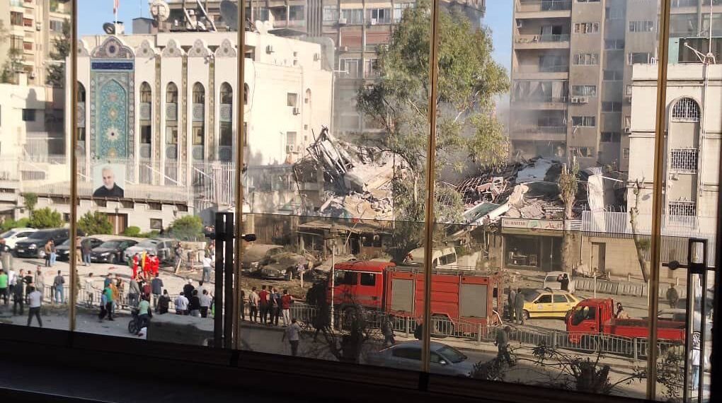 Photos circulating online showed the scale of the damage to the Iranian consulate. (Source: Telegram, Twitter/X)