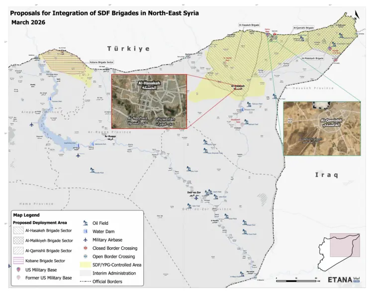 MAP: Proposals for Integration of SDF Brigades in North-East Syria (March 2026)
